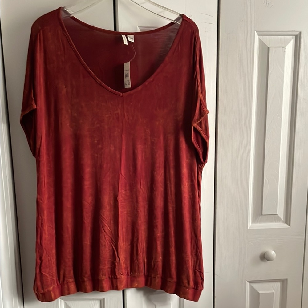 Women's Red V-Neck Top